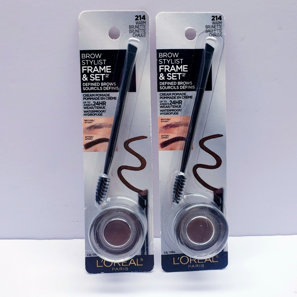 L’Oreal Paris Brow Stylist Frame and Set, 214 Warm Brunette, 0.08 oz (2 pack)